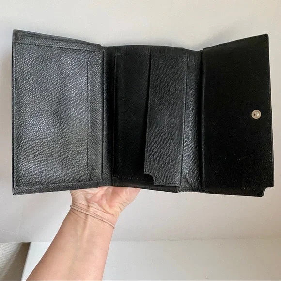 Vintage 70s Fendi Logo Print Fabric Wallet Black - Picture 4 of 8